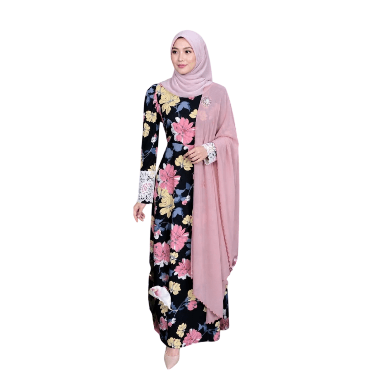 JUBAH FATIMAH LACE BUNGA
