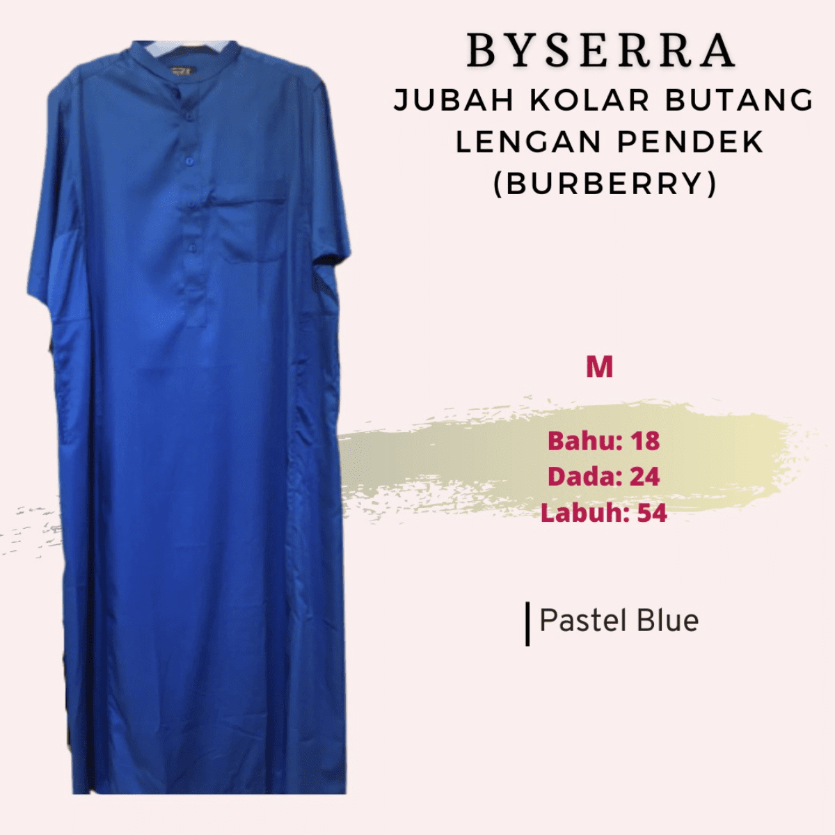 JUBAH KOLAR BUTANG LENGAN PENDEK (BURBERRY) - Image 8