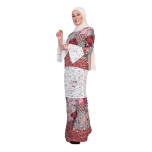 BAJU MINI KURUNG DEWASA BUNGA LESTARI LACE PUTIH